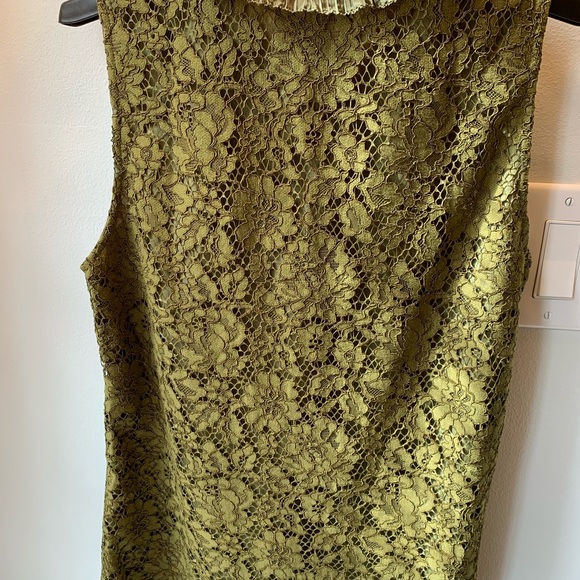 J Crew chic lace top. Stylish neck; cool chartreuse green; semi fitted. - Picture 4 of 4